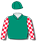 EMERALD GREEN, RED AND WHITE CHECKED EPAULETTES, GOLD STAR AND ARMBANDS, CHECKED STRIPES ON CAP