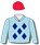 LIGHT BLUE, DARK BLUE DIAMONDS, RED CAP