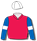 Red, royal blue sleeves, white armbands & cap