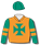 Orange, emerald green Maltese Cross & sleeves, orange armbands, emerald green cap