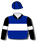 ROYAL BLUE, BLACK AND WHITE BAND AND ARMBANDS, BLACK COLLAR AND SEAMS, QUARTERED CAP