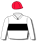 WHITE, BLACK BAND AND RED CAP