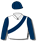 WHITE, NAVY BLUE SASH, SLEEVES AND CAP
