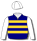 NAVY BLUE AND GOLD HOOPS, WHITE SLEEVES AND CAP