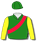 GREEN, RED SASH, LEMON SLEEVES, RED POM POM