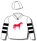 WHITE, RED HORSE SYMBOL, BLACK HOOPED SLEEVES, WHITE CAP WITH RED HORSE SYMBOL
