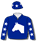 Royal blue, white horse heads (b&f), royal blue sleeves with white stars down sleeves, royal blue cap with white stars