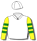 WHITE WITH BLUE, RED, BLACK, YELLOW AND GREEN HOOPS, WHITE CAP WITH COLOURED STRIPE