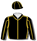 Black, gold seam (body & sleeves), black cap with gold seams