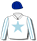 WHITE, PALE BLUE STAR, STRIPED SLEEVES, ROYAL BLUE CAP