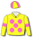 Yellow, pink spots (b&f), armbands & quartered cap