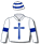 WHITE, ROYAL BLUE CROSS, ARMBANDS AND HOOPED CAP