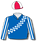 Royal blue, white striped sleeves, red & white chequered sash & quartered cap