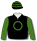 BLACK, GREEN DISC, BLACK M, GREEN SLEEVES AND HOOPED CAP