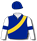 Royal blue, gold sash, white sleeves, royal blue armbands & cap