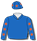 Cambridge blue, cambridge blue sleeves with tangerine stars, cambridge blue cap with tangerine stars