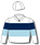 White, dark blue & light blue hoops (body & slvs), dark blue cap