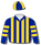 ROYAL BLUE AND GOLD STRIPES, HOOPED SLEEVES AND QUARTERED CAP