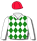 WHITE, GREEN DIAMONDS, RED CAP