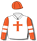 White, tangerine St Andrews Cross (b&f), tangerine sleeves with two bands & tangerine cap