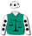 EMERALD GREEN, BLACK LIBRAN SYMBOL, WHITE AND BLACK SPOTS SLEEVES AND CAP