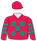 Red, emerald green spots & hooped sleeves, red cap