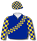 ROYAL BLUE, GOLD CHECKED SASH AND SLEEVES, GOLD AND ROYAL BLUE CHECKED CAP
