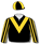 BLACK, GOLD VEE, STRIPED SLEEVES, QUARTERED CAP