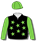 BLACK, LIME GREEN STARS, SLEEVES AND CAP