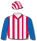 RED, WHITE STRIPES, ROYAL BLUE SLEEVES, RED AND WHITE STRIPED CAP