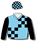 SKY BLUE, BLACK CHECKED QUARTERS, BLACK SLEEVES, CHECKED CAP