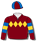 Claret,gold diamonds,claret,royal blue & gold hooped sleeves,royal blue & claret qtd cap