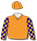 Orange, navy blue & orange chequered sleeves & cap