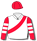 WHITE, RED SASH, GREEN SHAMROCK, RED AND WHITE HOOPED SLEEVES, RED CAP