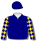 Navy blue, navy blue & gold diamond chequered sleeves, navy blue cap with gold diamonds