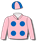 Pink, royal blue spots, quartered cap