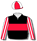Black, red band, red & white striped sleeves,red & white quartered cap