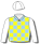 PALE BLUE AND YELLOW CHECK, WHITE SLEEVES AND CAP