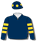 NAVY BLUE, GOLD HOOPED SLEEVES, NAVY BLUE AND GOLD SPOTS CAP
