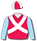 Red, light blue sleeves, white crossed sashes, red & white quartered cap