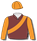 Brown, orange sleeves, sash & cap