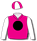 Hot pink, black spot (b&f) white sleeves, white & hot pink quartered cap