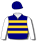 NAVY BLUE, GOLD HOOPS, WHITE SLEEVES
