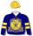 NAVY BLUE, GOLD AUSTRALIAN CHINESE JOCKEY CLUB LOGO, GOLD ARMBANDS AND CAP