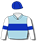 LIGHT BLUE, DARK BLUE BAND, WHITE SLEEVES, DARK BLUE ARMBANDS AND CAP