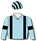 PALE BLUE, BLACK BRACES, ARMBANDS AND STRIPED CAP
