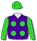 PURPLE, LIME GREEN SPOTS, SLEEVES AND CAP