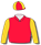 RED, GOLD SLEEVES, QUARTERED CAP