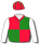 RED, GREEN CHECKED QUARTERS, WHITE SLEEVES, RED CAP, GREEN SEAMS, BLACK POM POM