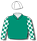 EMERALD GREEN, WHITE CHECKED SLEEVES, WHITE CAP